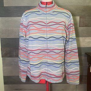 Coldwater Creek Womens Sweater Cardigan XL 18 Full Zip Gray Colorful Multi